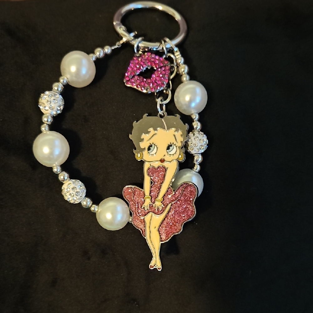 Betty Boop Pink and Silver Charm Bracelet